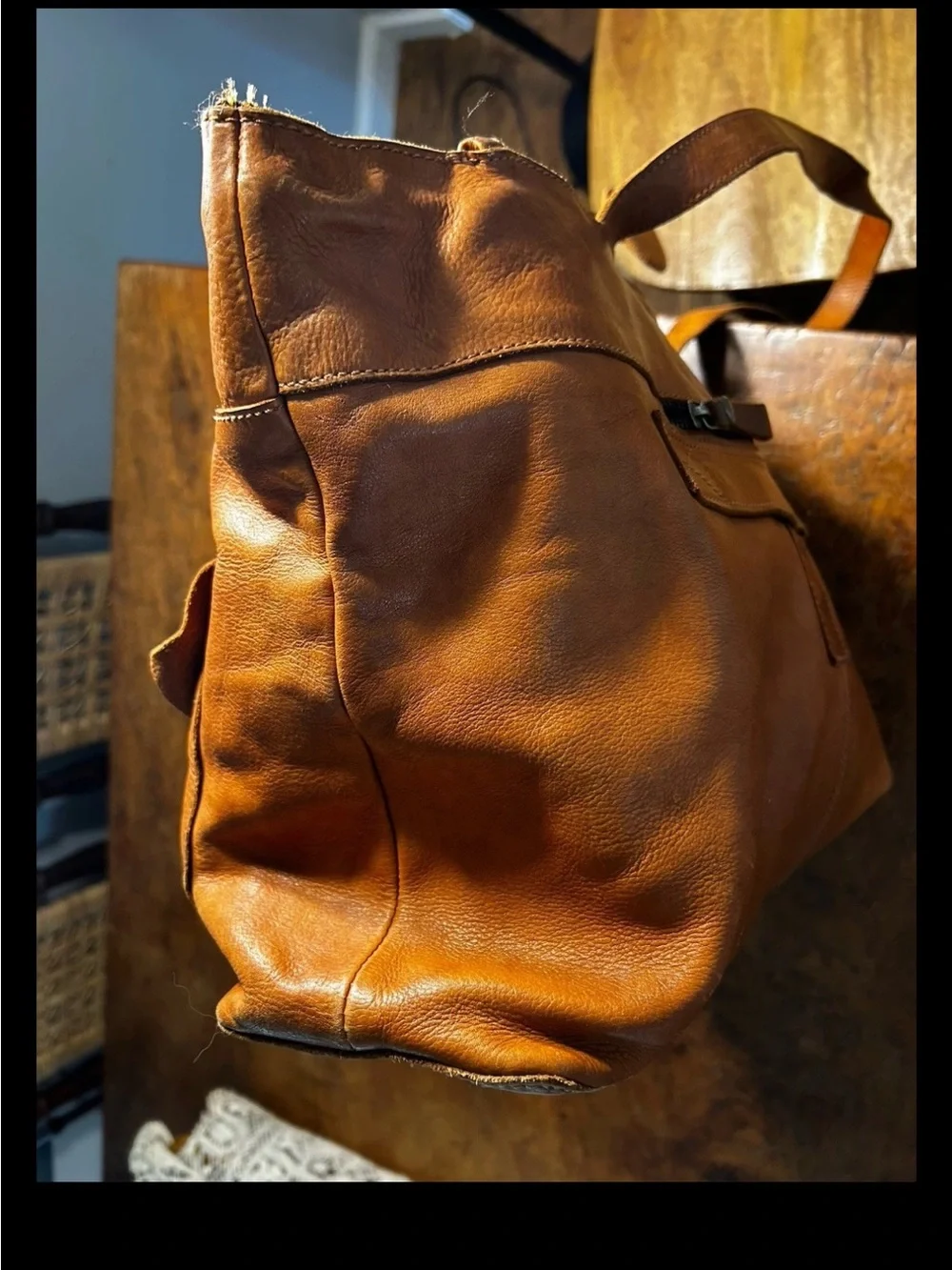 Harbor 2Nd Brown Leather XL Tote/Shoulder  Accent Rectangle Women